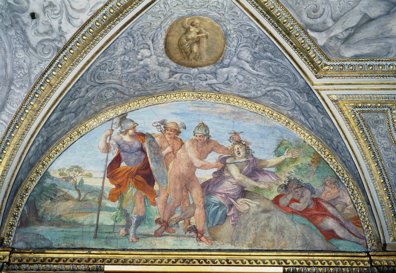 Lunette Perseust ábrázoló, aki megöli a Medúzát, a Camerino-ból, 1596 alkotó: Annibale Carracci