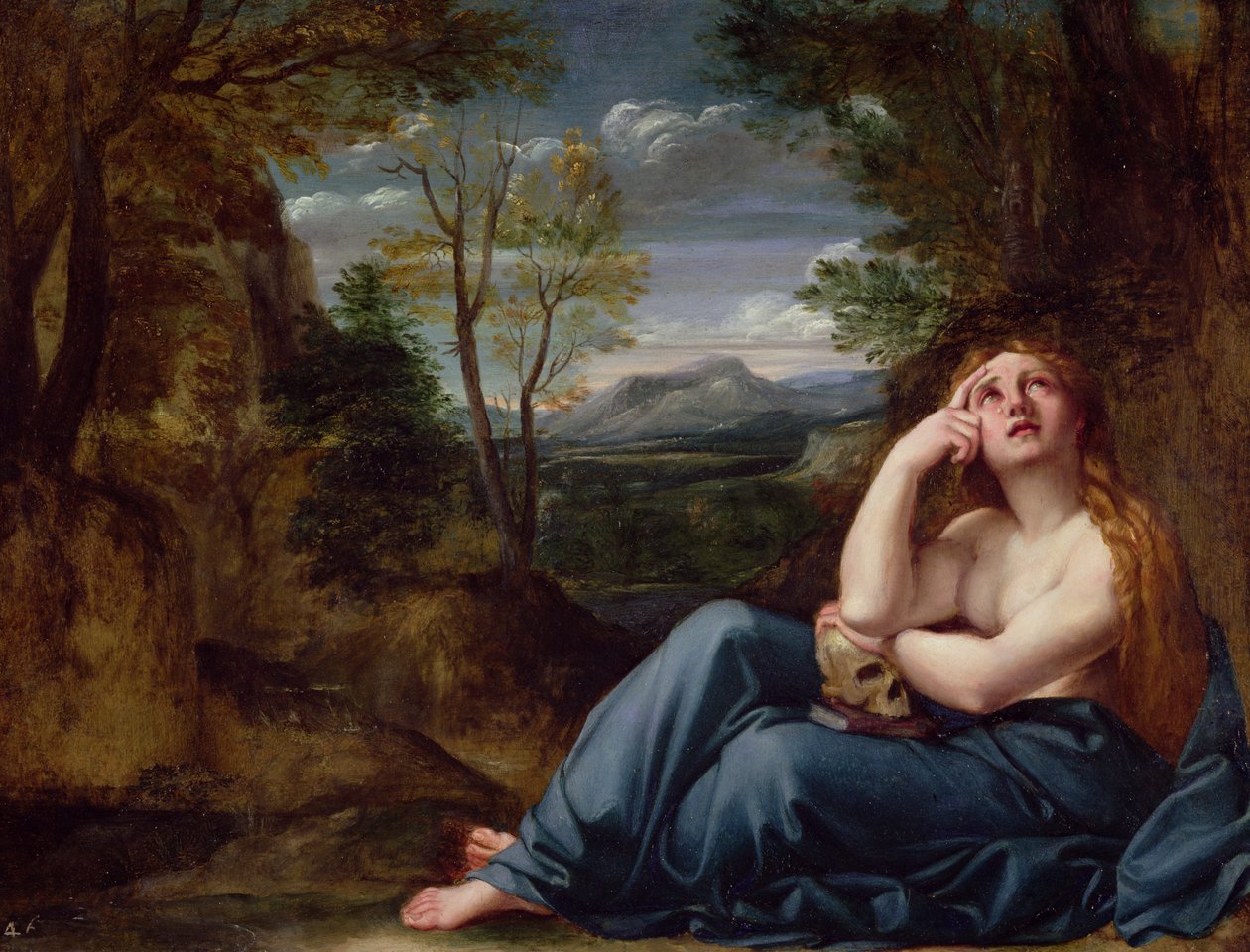 Mária Magdolna egy tájban, 1599 körül (olaj, réz) alkotó: Annibale Carracci