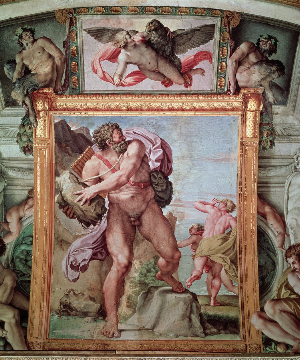 A Polyphemus támadó Acis és Galatea, 1597-1604 (részlet a „Galleria Carracci”-ból) alkotó: Annibale Carracci