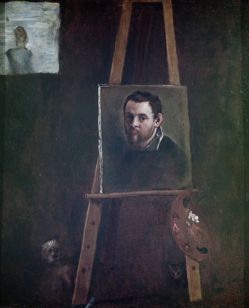 Önarckép festőállványra szerelve, 1605 alkotó: Annibale Carracci