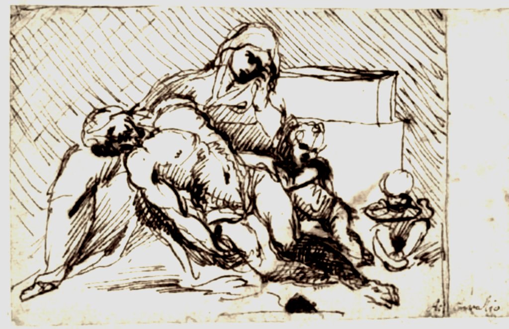 Vázlat Pieta számára alkotó: Annibale Carracci