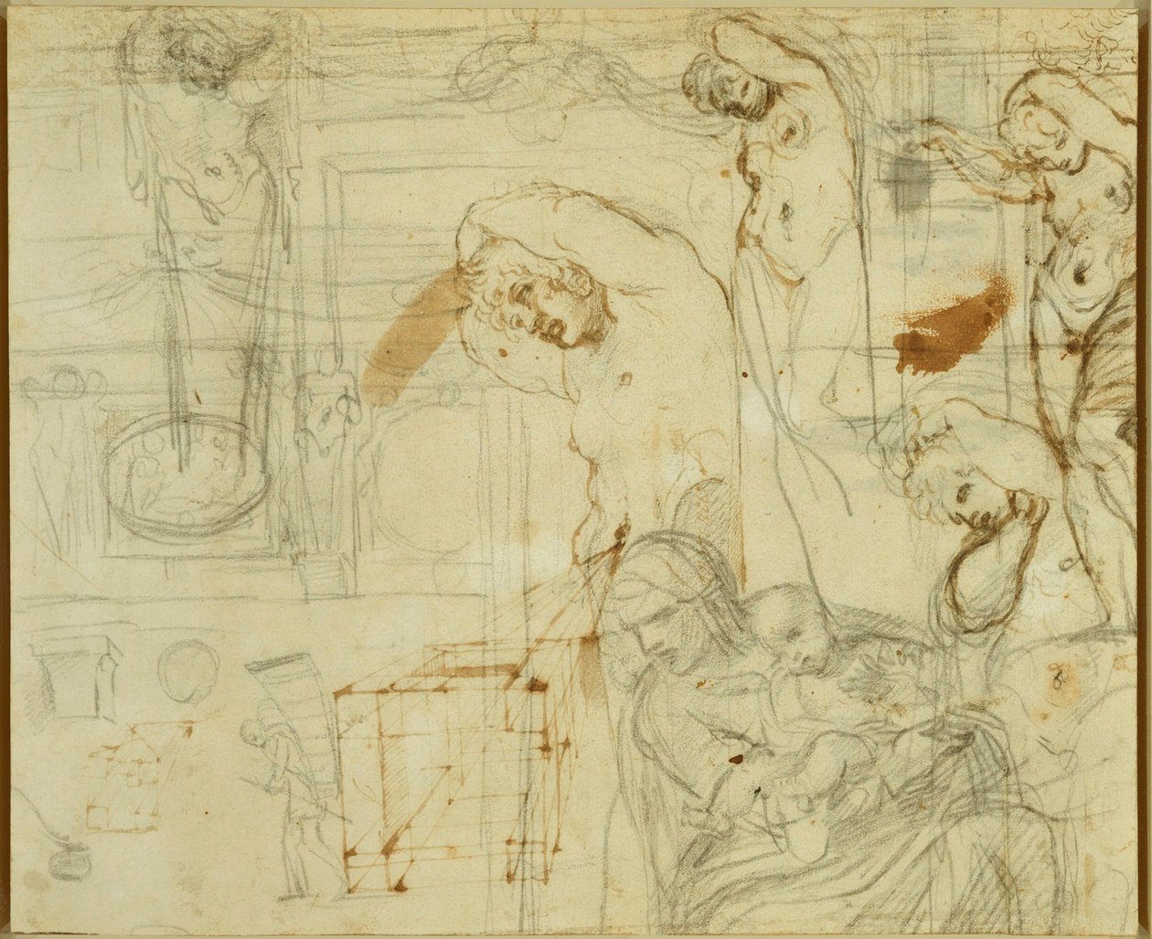A Farnese Galéria díszítéseinek tanulmányai alkotó: Annibale Carracci