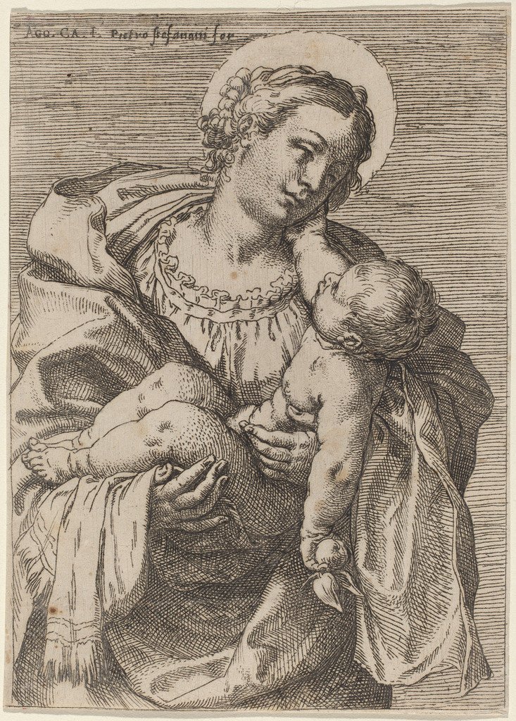 Madonna és gyermek almával alkotó: Annibale Carracci