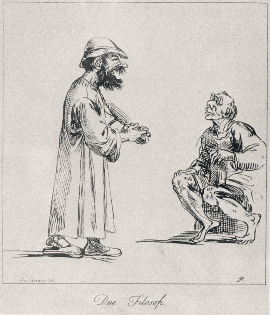 Két filozófus, Arthur Pond metszete, 1739 alkotó: Annibale Carracci