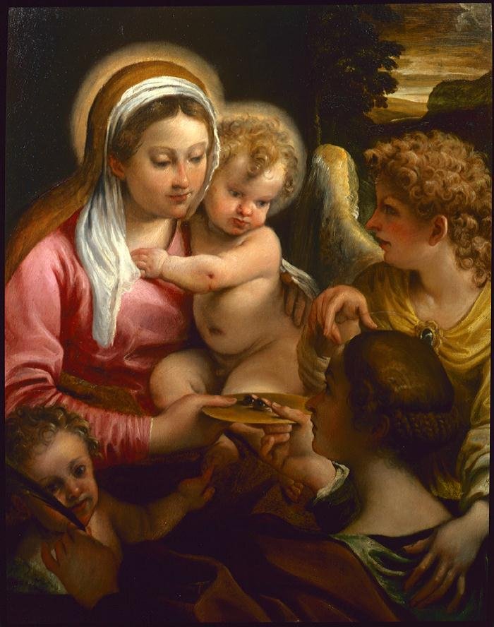Szűz és gyermek Szent Lucyval és az ifjú Keresztelő Jánossal alkotó: Annibale Carracci