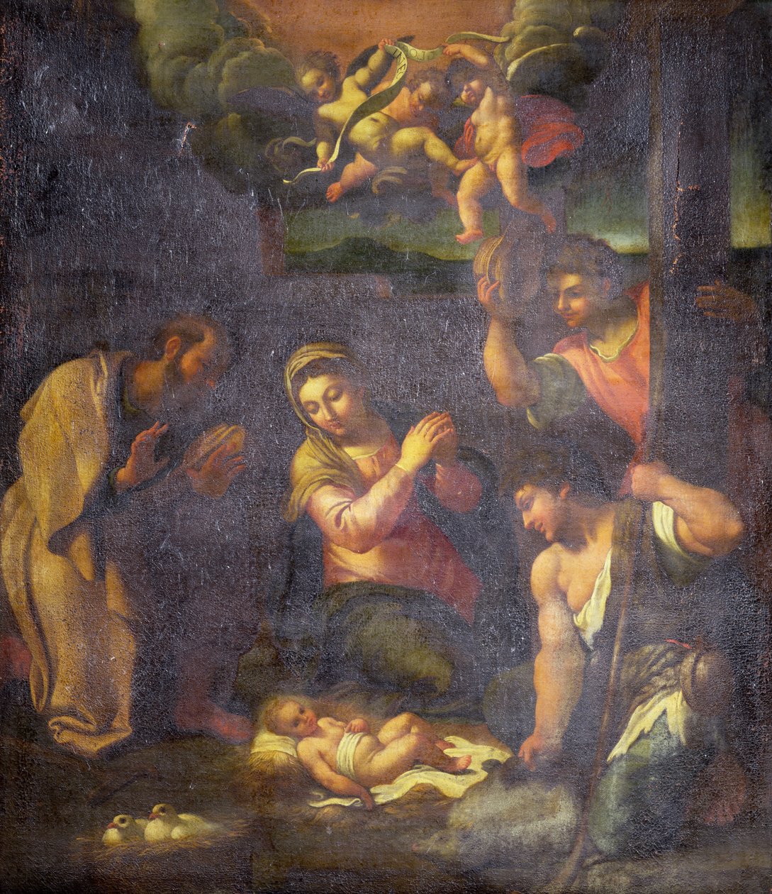 A Pásztorok imádása (olaj, vászon) alkotó: Annibale (follower of) Carracci