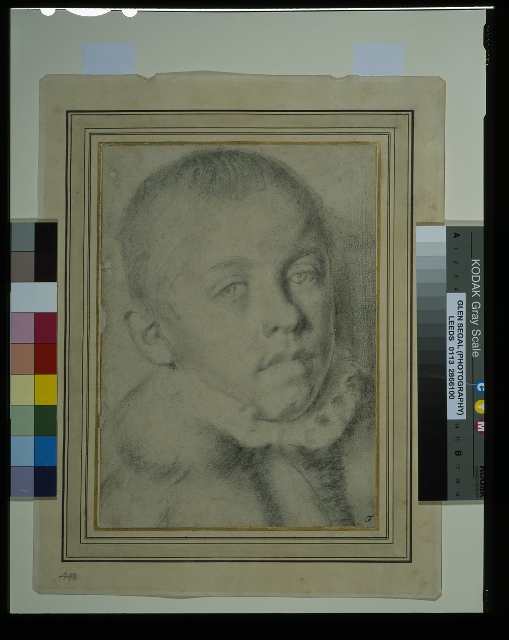 Fiatal fiú arcképe (fekete kréta és faszén papíron) alkotó: Annibale (follower of) Carracci