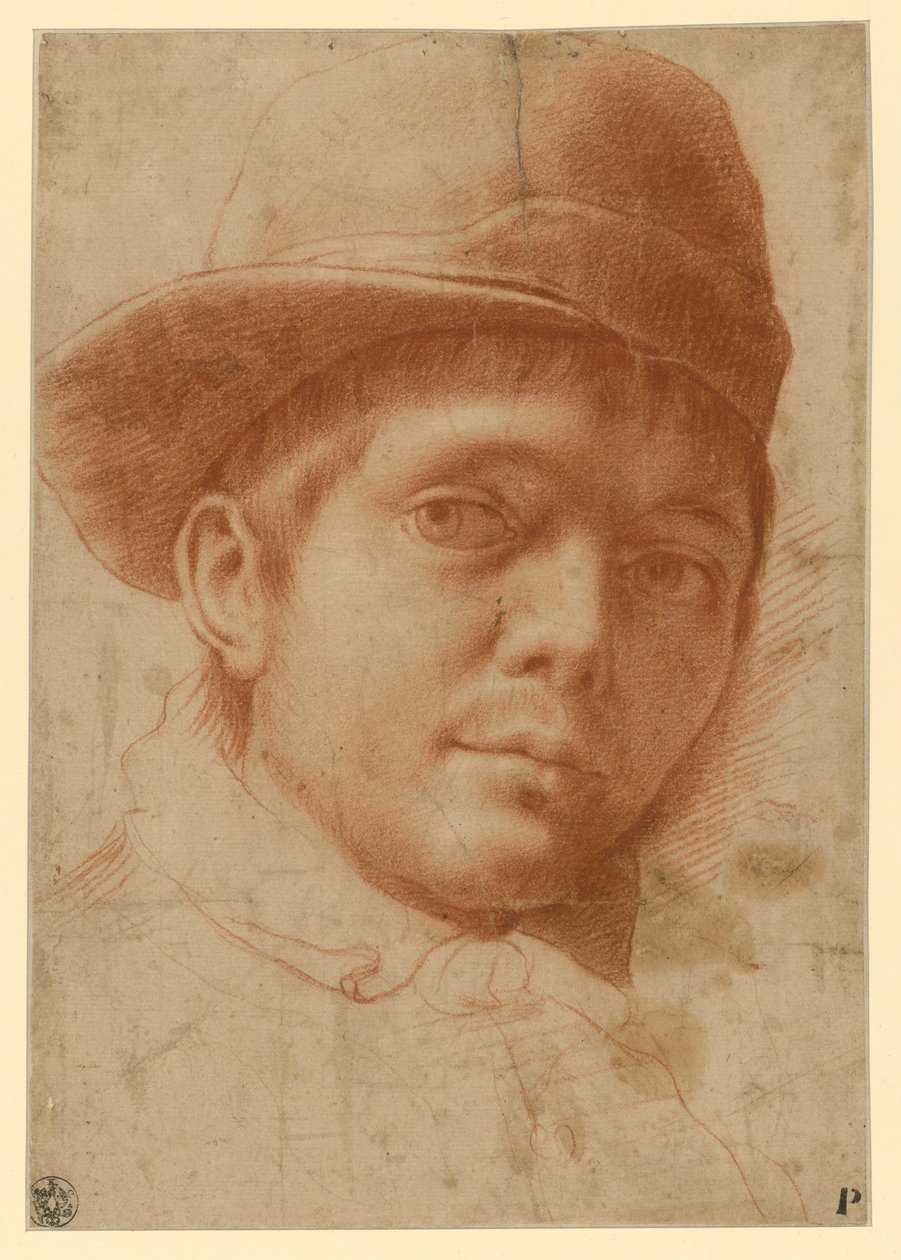 Egy sapkás fiatal férfi arcképe alkotó: Annibale Carracci