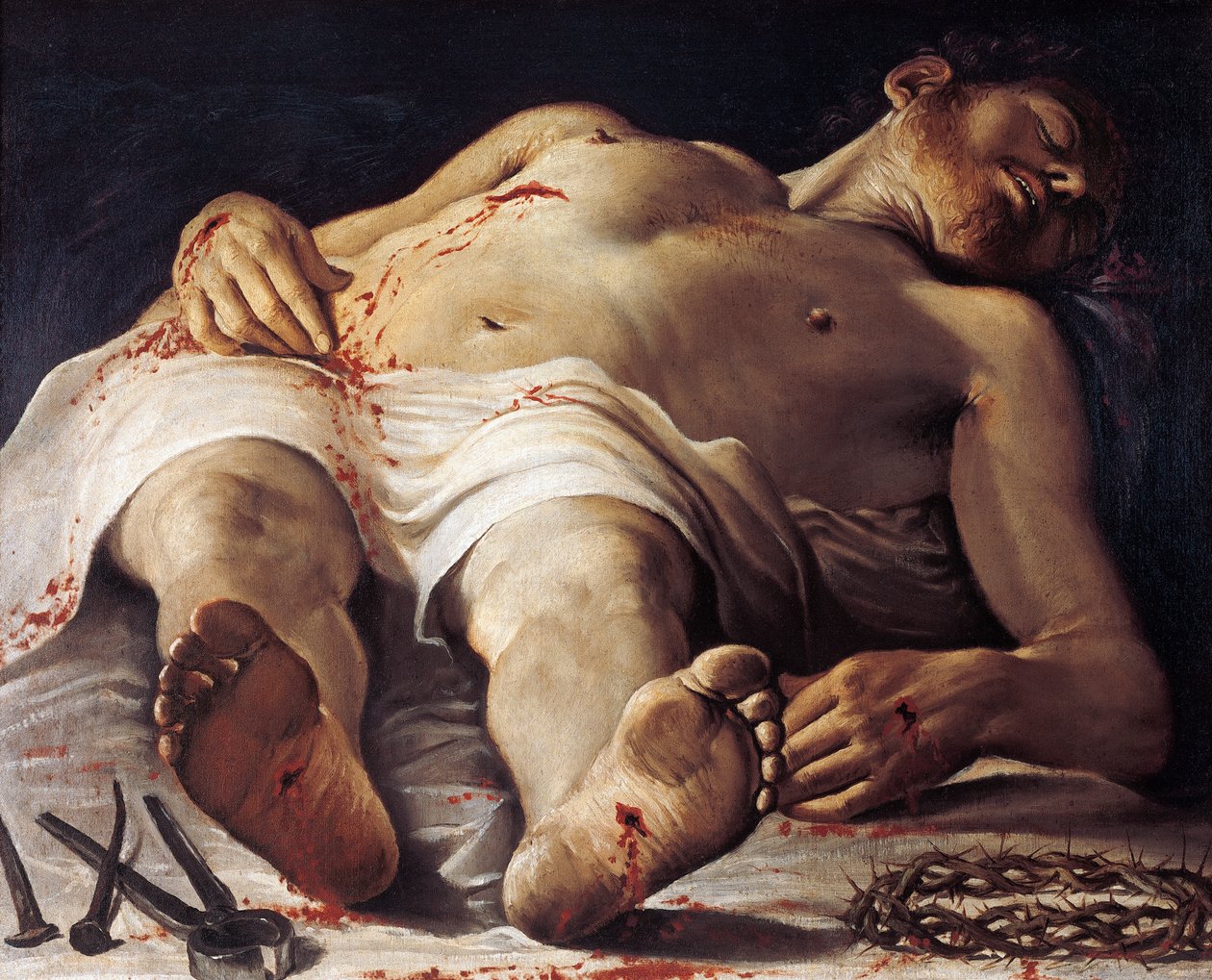 Halott Krisztus, Annibale Carracci (1560-1609), olaj, vászon, 707x888 cm alkotó: Annibale Carracci