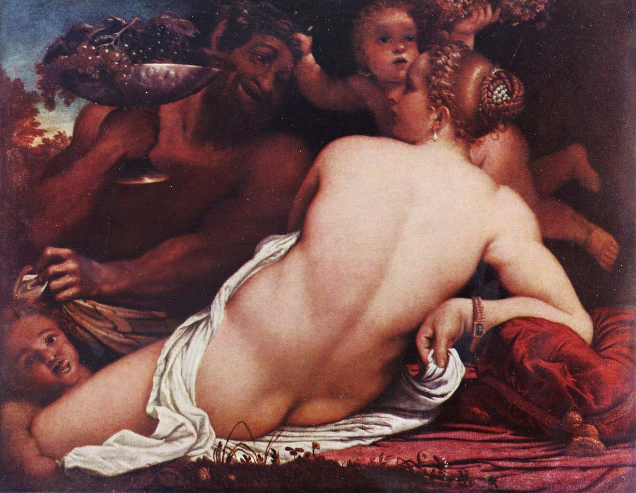 Német: Bacchantin Venus egy szatírral és kupidókkal alkotó: Annibale Carracci