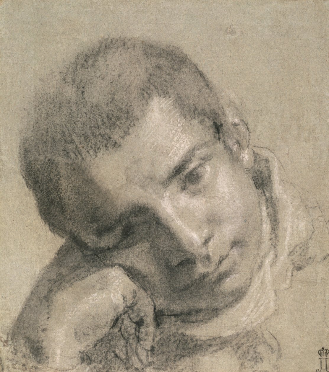 Fiatalok feje (szén és fehér kréta) alkotó: Annibale Carracci