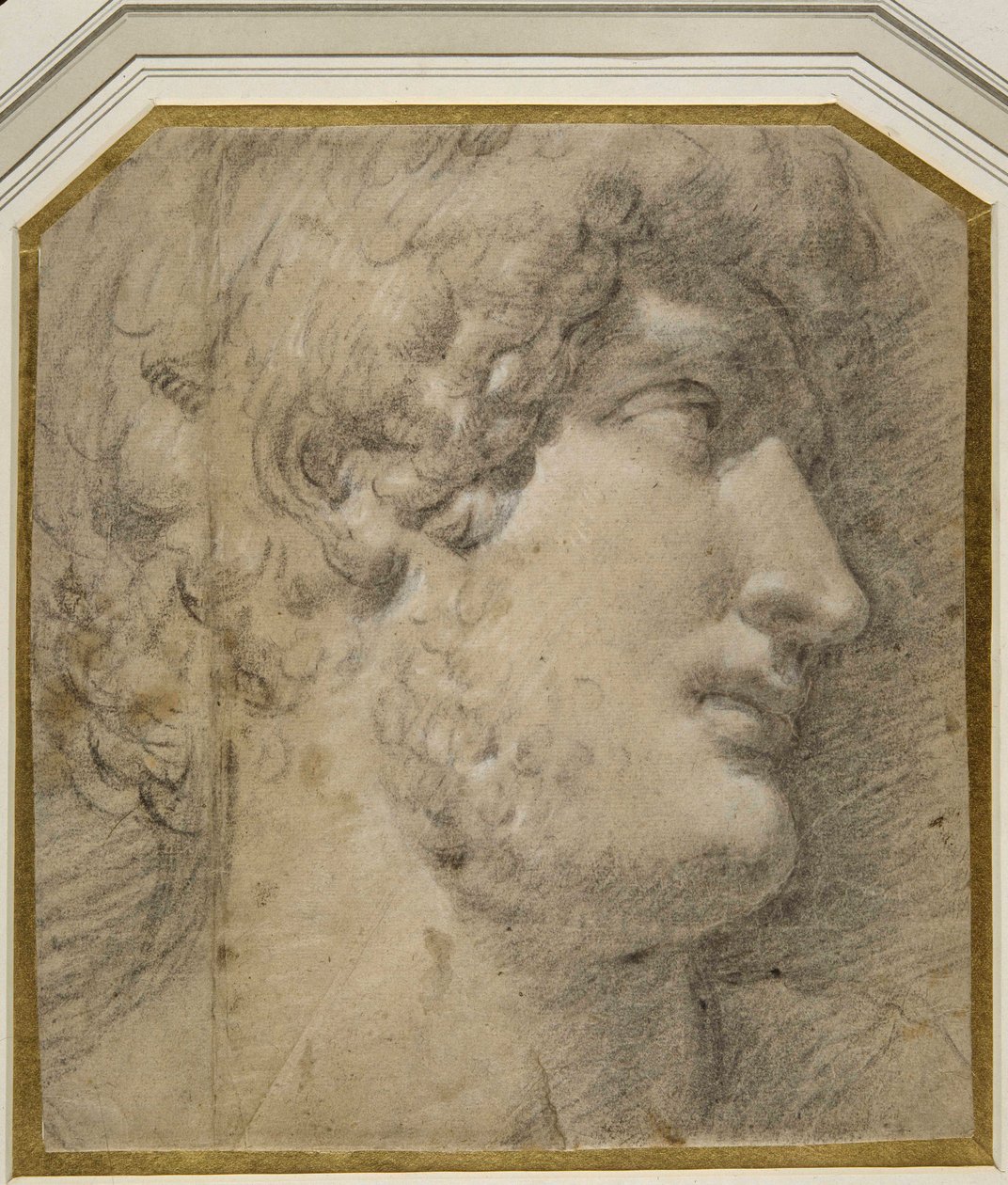 Gallienus császár (vagy ?Hadrianus) feje, az antik után (krémpapíron fekete kréta) alkotó: Annibale Carracci
