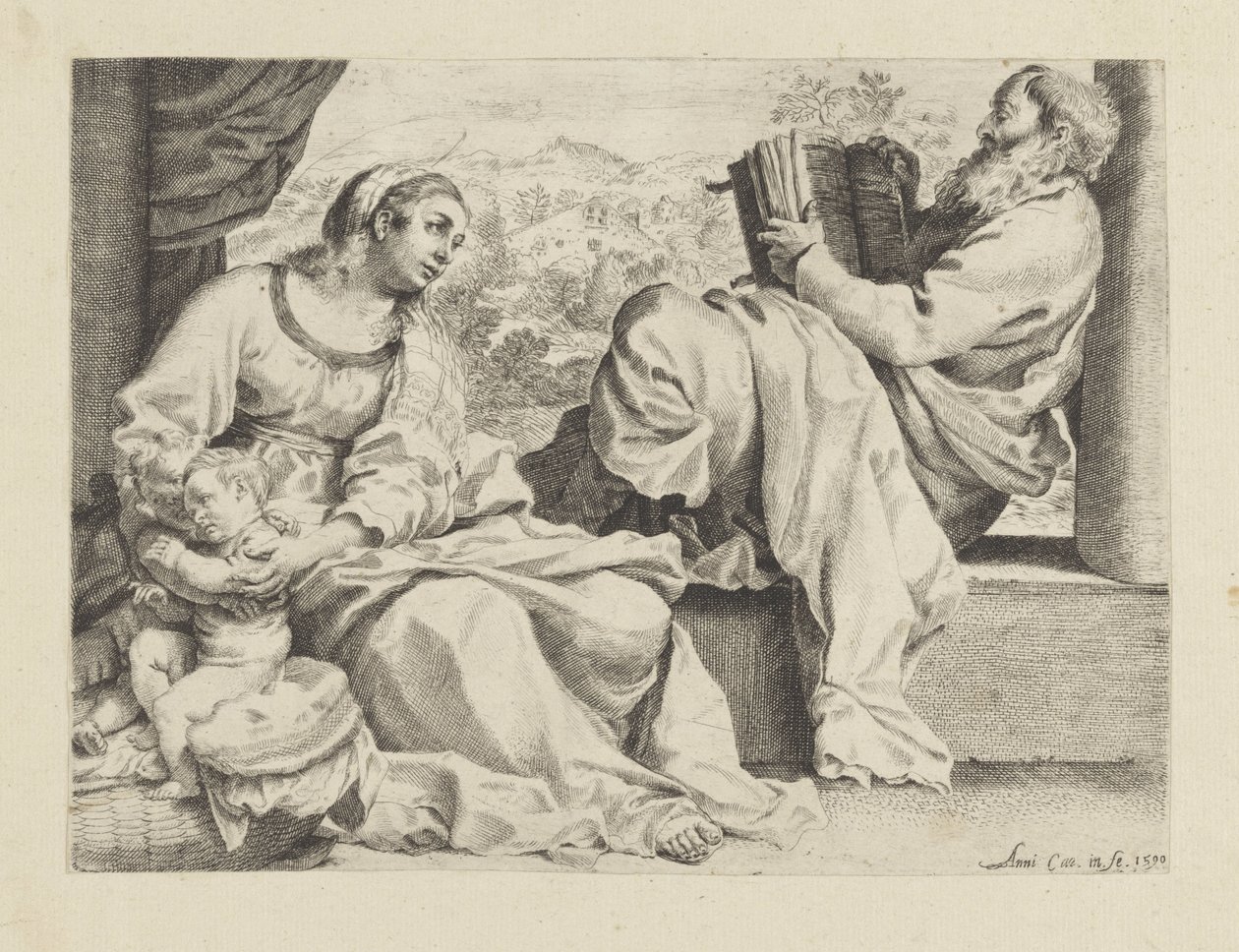 Szent Család a fiatal Keresztelő Jánossal alkotó: Annibale Carracci