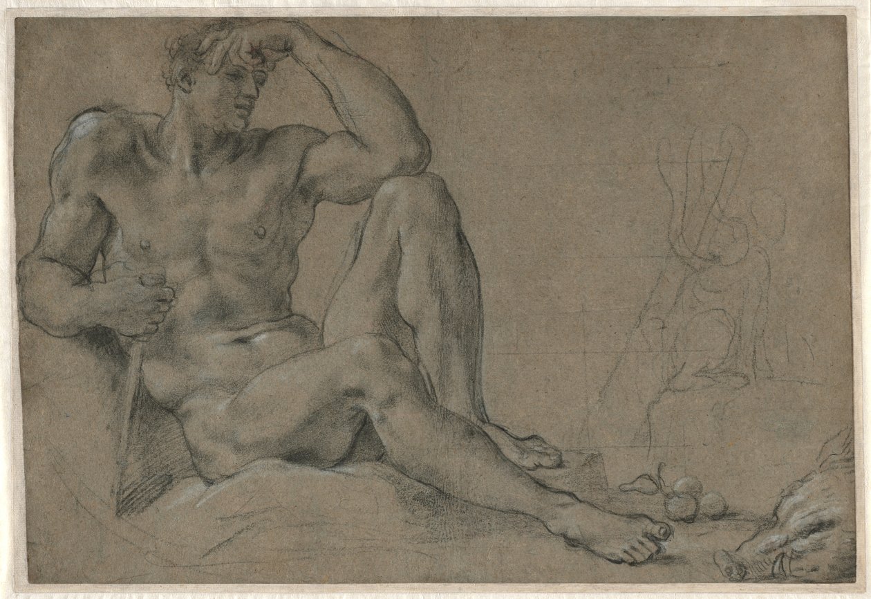 Herkules pihenő (recto); Lábú edény fogantyúval (fordítva) alkotó: Annibale Carracci