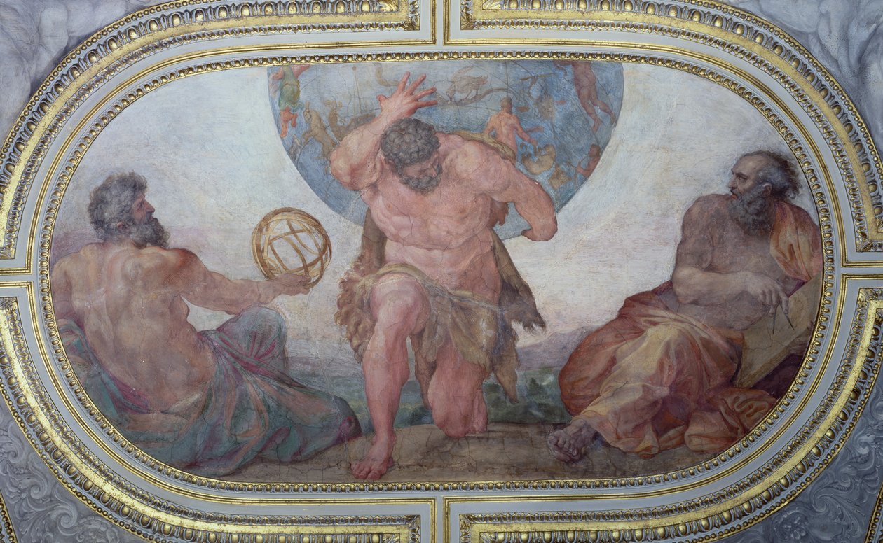 Herkules támogatja a világot Eukleidész és Ptolemaiosz által, a Camerino-ból, 1596 alkotó: Annibale Carracci