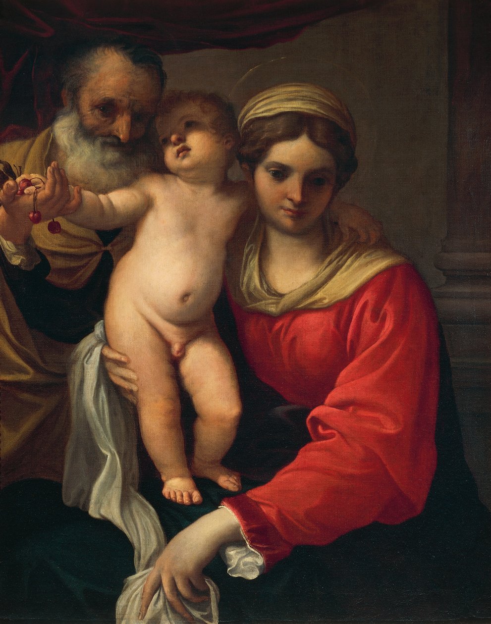 Szent Család vagy Cseresznye Madonna, 1593 körül, Annibale Carracci (1560-1609), olaj, vászon alkotó: Annibale Carracci