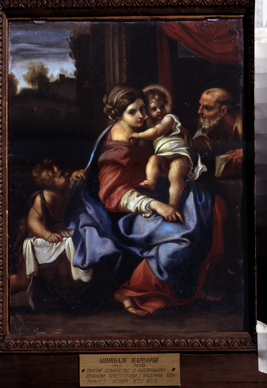 A Szent Család a gyermekkel Keresztelő Szent Jánossal. Annibale Carracci festménye (Annibale Carracci alkotó: Annibale Carracci