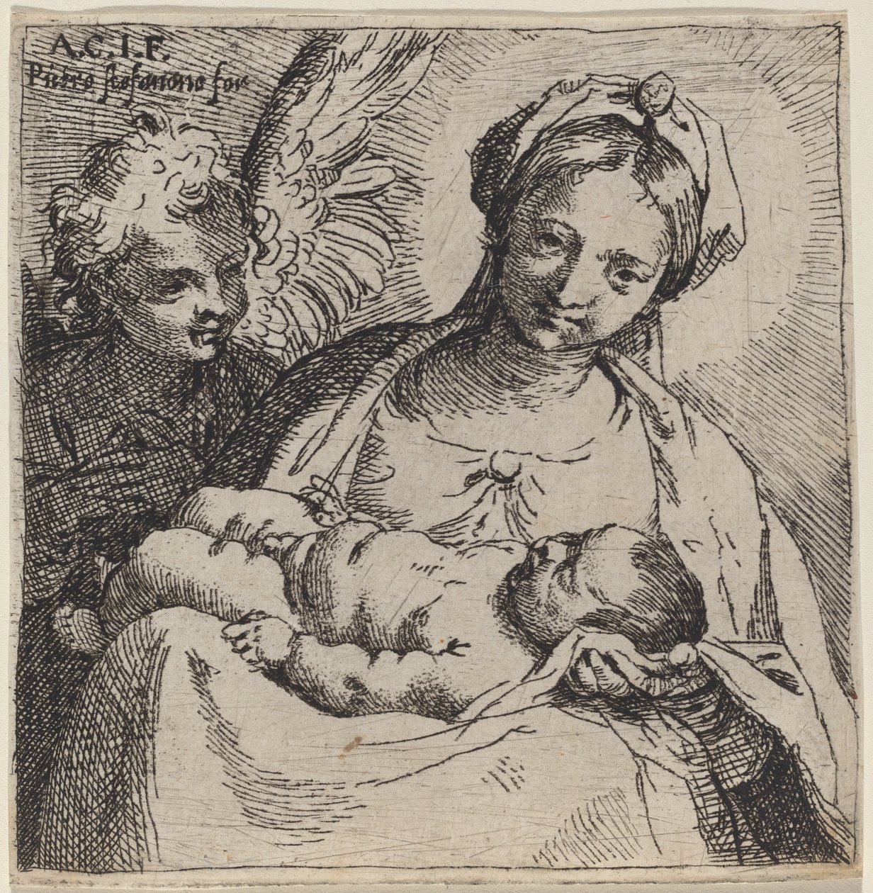 Madonna és gyermeke angyallal alkotó: Annibale Carracci