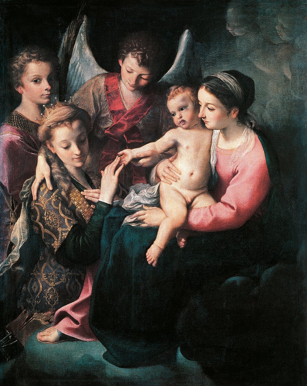 Szent Katalin misztikus házassága, Annibale Carracci (1560-1609), olaj, vászon alkotó: Annibale Carracci