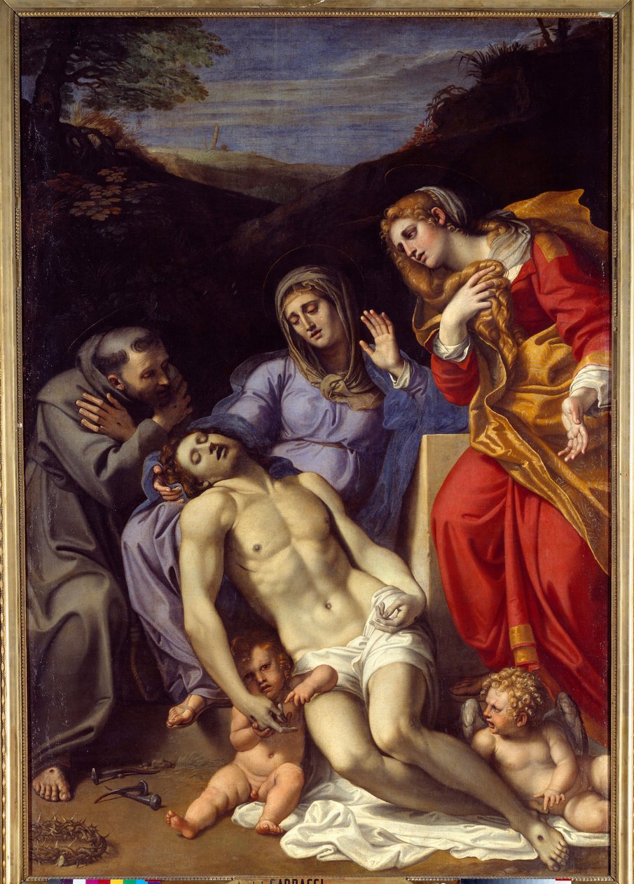 Pieta Assisi Szent Ferenccel és Szent Mária Magdolnával Annibale Carracci vagy Annibal Carrache festménye (1560-1609). 1602. Nap 2,77x1,87 m alkotó: Annibale Carracci
