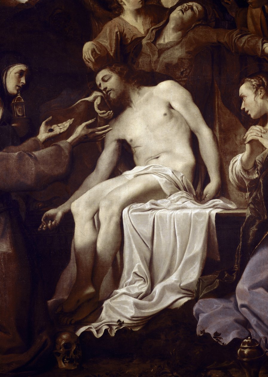 Pieta Szent Claire-rel, Szent Ferenccel, Szent Mária Magdolnával és Szent Jánossal, Jézus részlete (olaj, vászon alkotó: Annibale Carracci