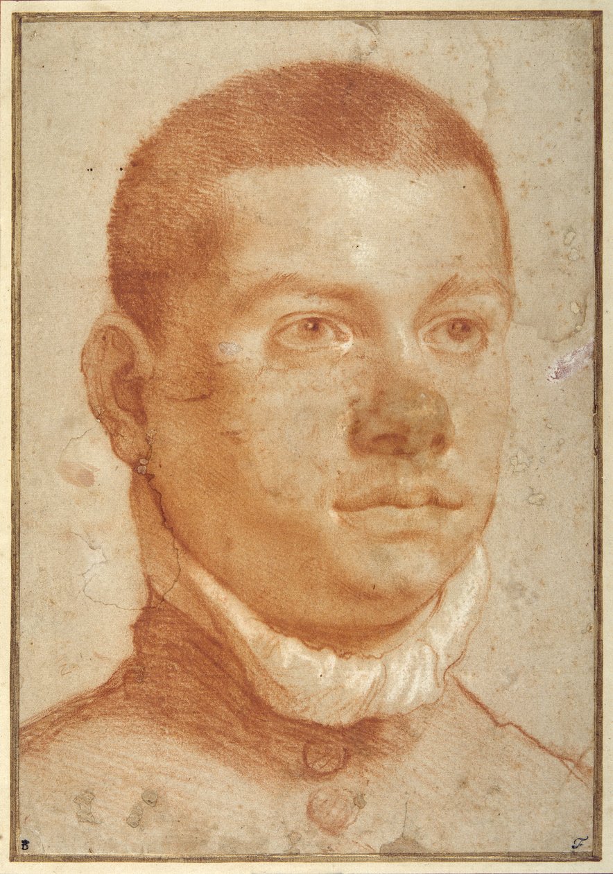 Fiatal férfi portréfeje (vörös kréta) alkotó: Annibale Carracci