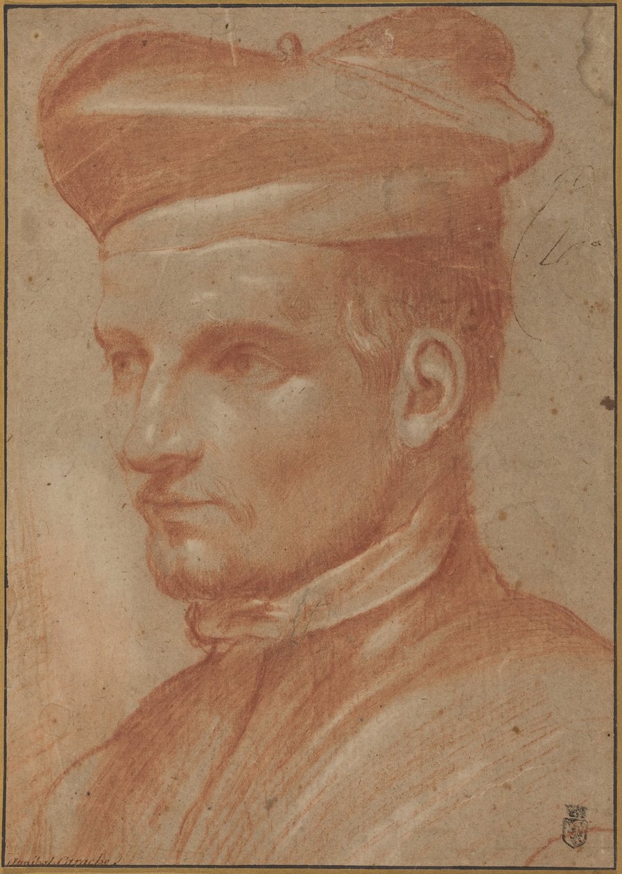Birettát viselő egyházi személy portréja alkotó: Annibale Carracci
