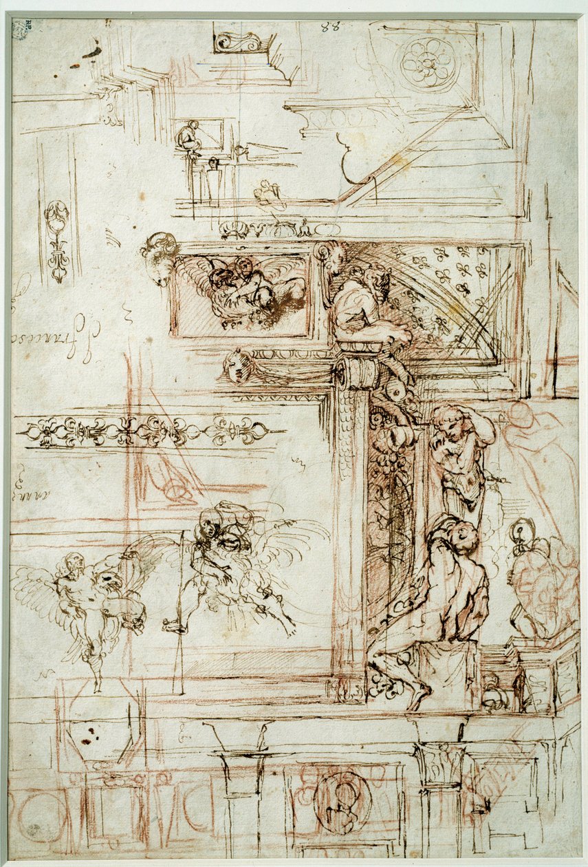 Projekt a Farnese galériának. Annibal Carracci, Dit Carrache rajza (1560-1609) alkotó: Annibale Carracci