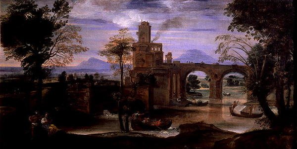 Római táj híddal (olaj, vászon) (lásd még 186430 és 186431) alkotó: Annibale Carracci