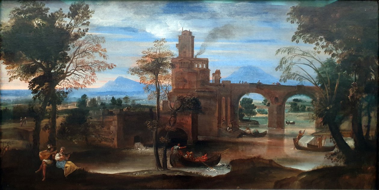 Római kori folyami táj erőddel és híddal alkotó: Annibale Carracci