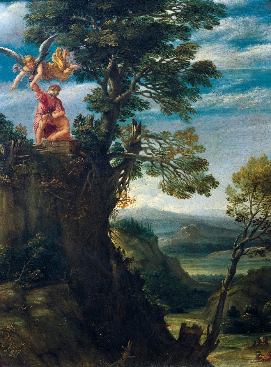 Annibale Carracci (1560-1609) Izsák feláldozása, olaj, vászon, 45x34 cm alkotó: Annibale Carracci