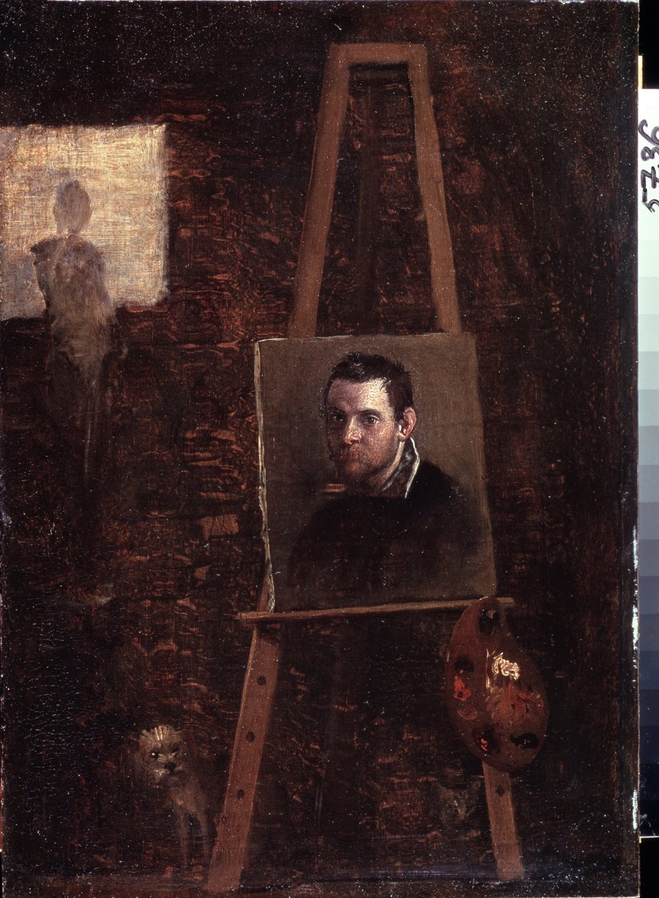 Önarckép a festőállványon, 1603-04 alkotó: Annibale Carracci