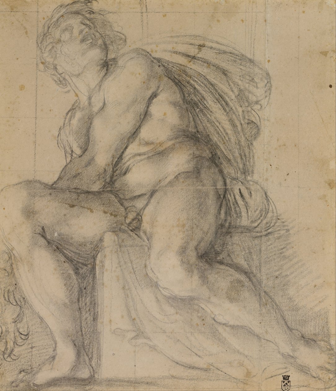 Tanulmány egy ignudo számára alkotó: Annibale Carracci