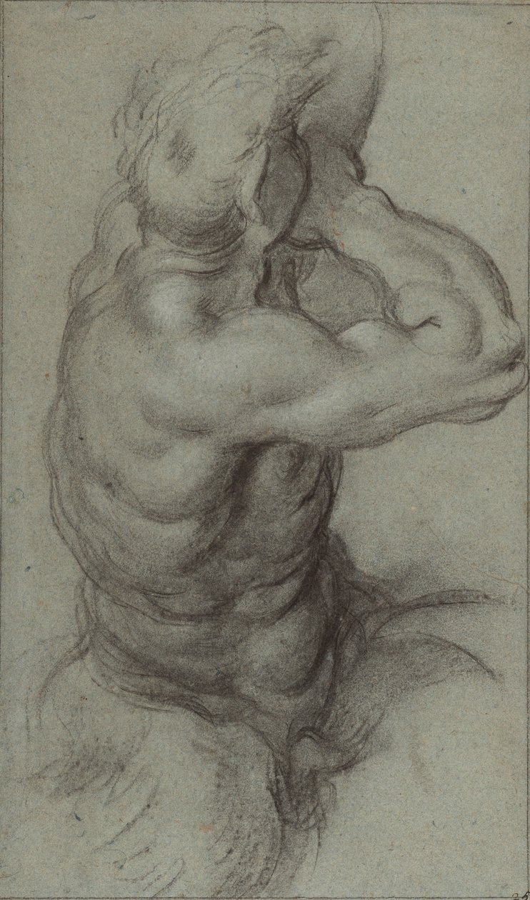 Kagylókürtöt fújó Tritón tanulmánya (előlap); Egy kar részlettanulmánya (hátlap) alkotó: Annibale Carracci