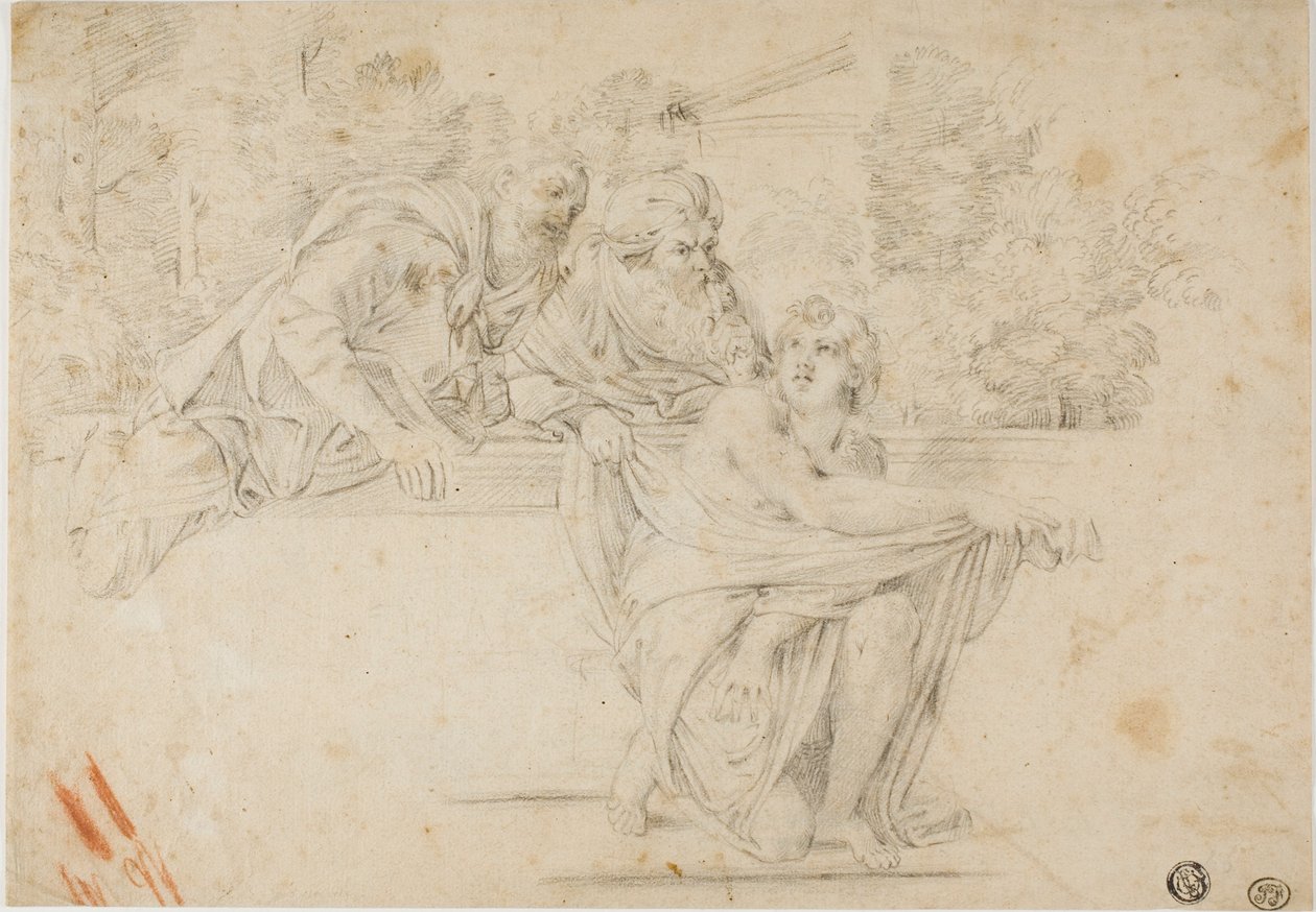 Susanna és a vének (recto); A nő profilvezetője (fordítva) alkotó: Annibale Carracci