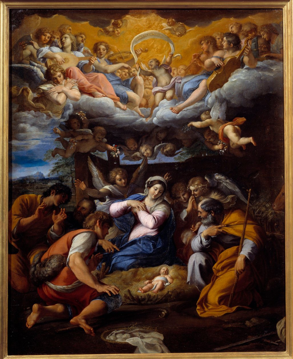 Annibale Carracci vagy Annibal Carrache (1560-1609) A pásztorok imádása című festménye alkotó: Annibale Carracci