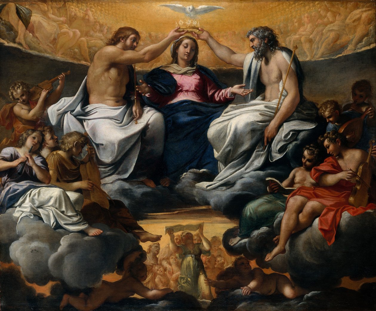 Szűzanya koronázása, 1595 után. alkotó: Annibale Carracci