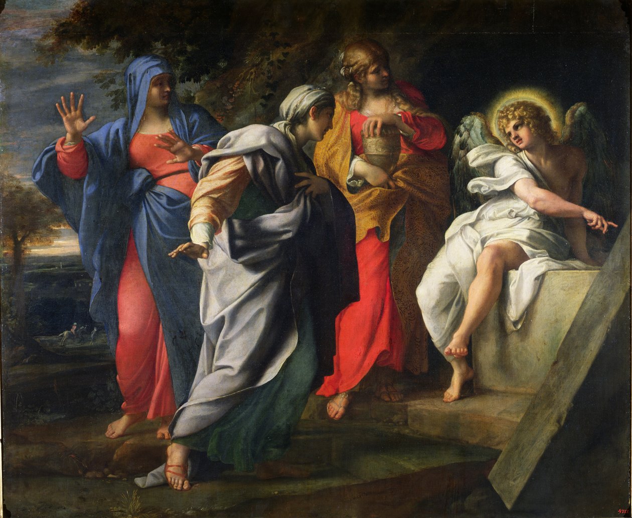 A szent asszonyok Krisztus sírjánál, 1597-8 körül alkotó: Annibale Carracci