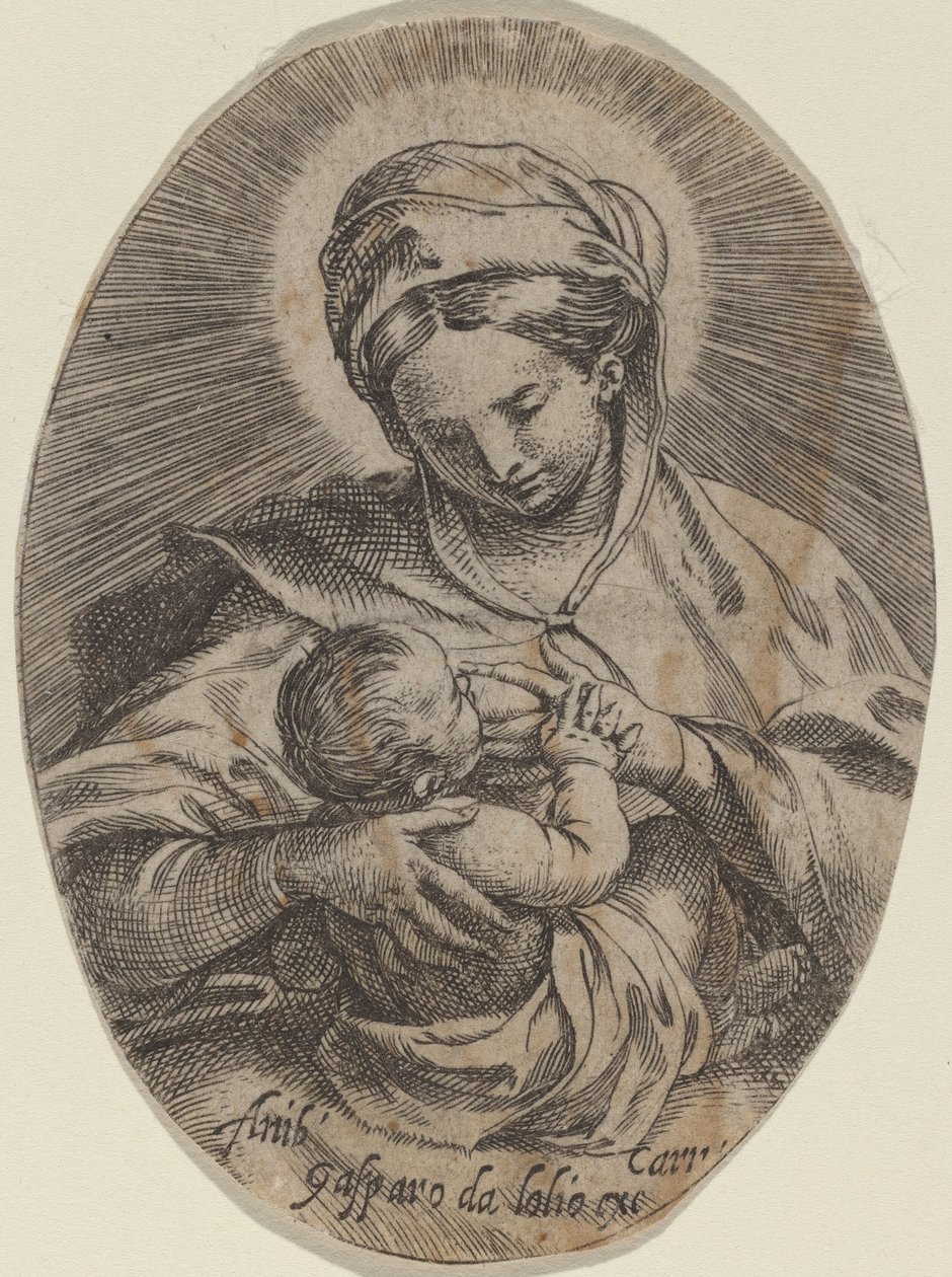 Madonna, aki a Krisztus-gyermeket ápolja alkotó: Annibale Carracci