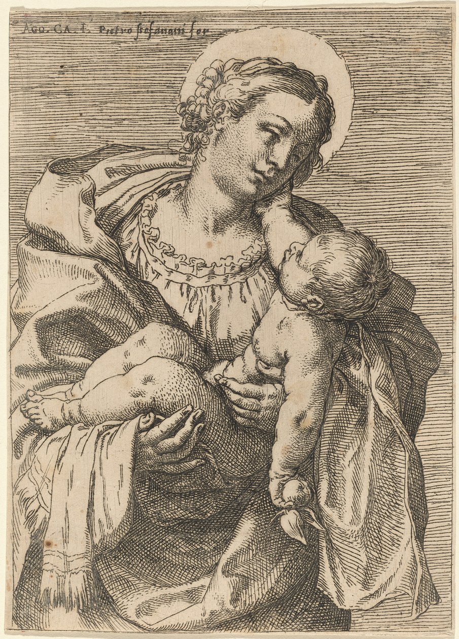 A Madonna és a gyermek almával alkotó: Annibale Carracci