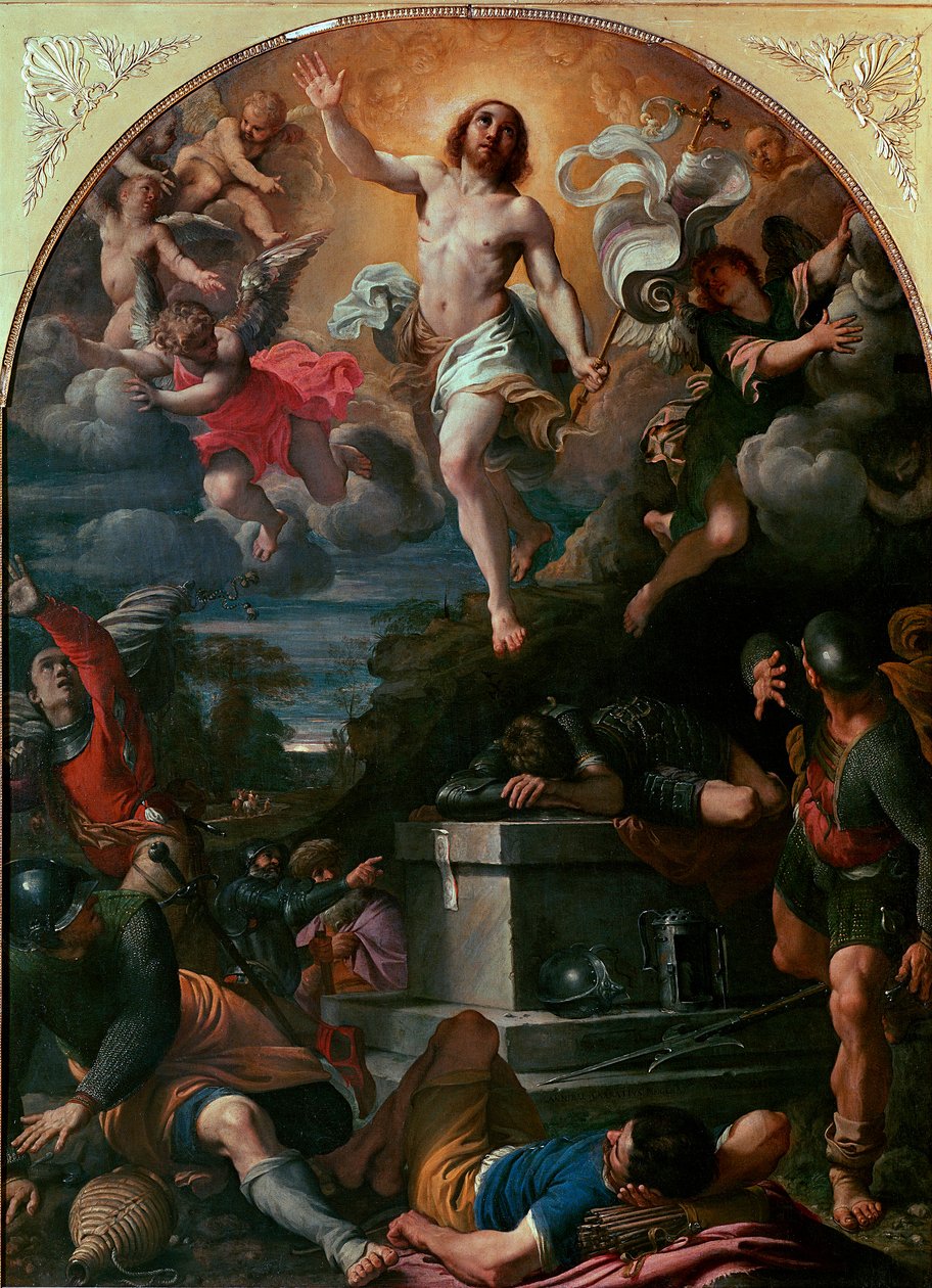 Annibale Carracci (Carrache) Krisztus feltámadása festménye (1560-1609) 1593 V. 217x160 cm Párizs, Musee du Louvre alkotó: Annibale Carracci