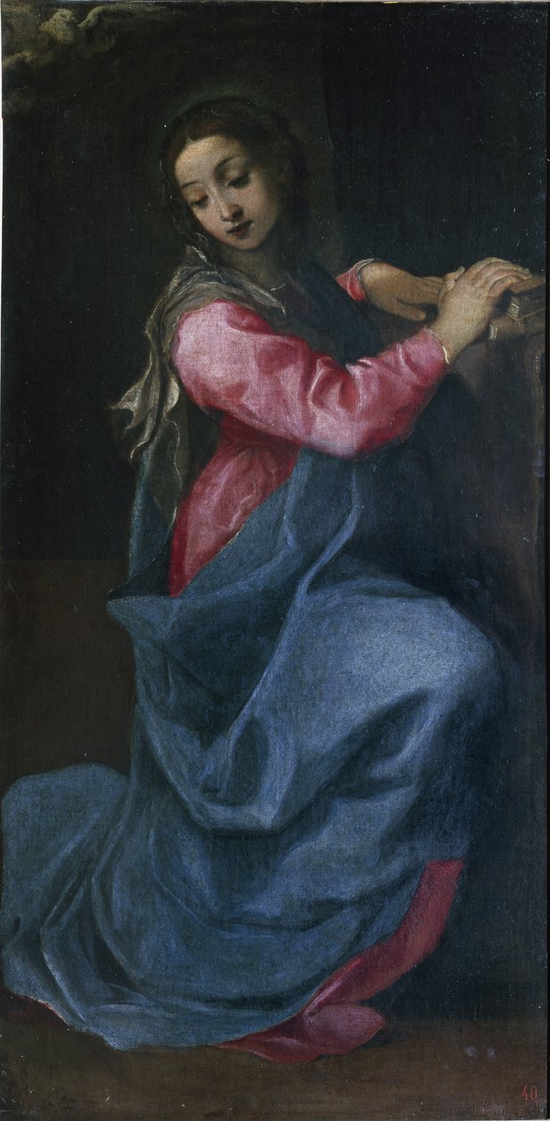 Annibale Carracci (1560-1609) Annibal Carrache részletfestménye az Angyali üdvözlet Szűza 1587 körül. Mérete 150x76 cm, Bolognai Nemzeti Művészeti Galéria alkotó: Annibale Carracci