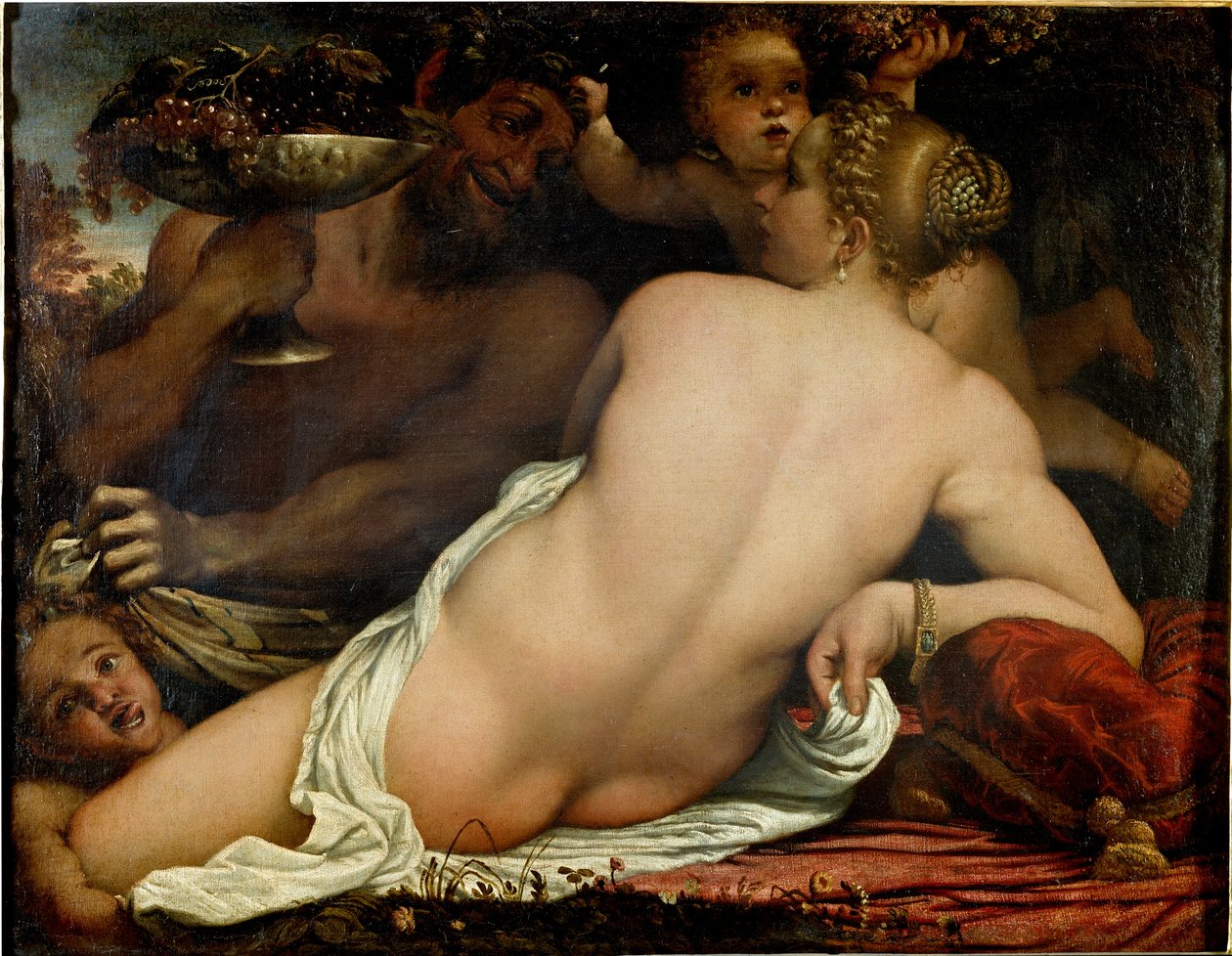 Bacchante, Vénusz, szatír és két Ámor, részlet (olaj, vászon, kb. 1588) alkotó: Annibale Carracci