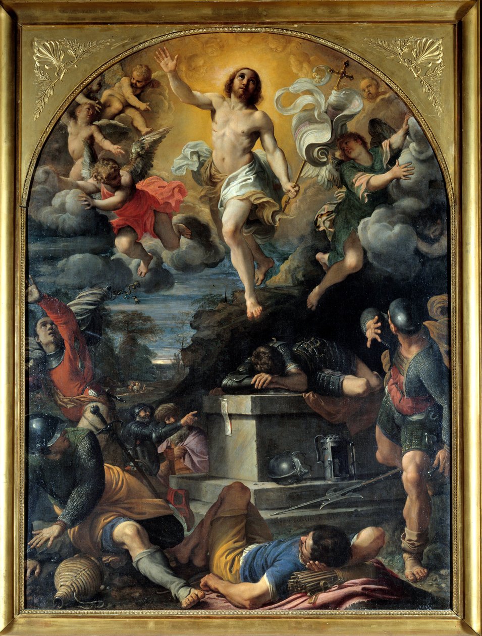 Krisztus feltámadása. Annibal Carracci Dit Carrache festménye (1560-1609) alkotó: Annibale Carracci