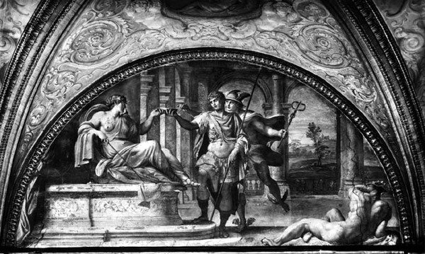 Ulysses és Circe, lunette a „Galleria di Carracci”-ból (Carracci Csarnok) 1597-1604 (freskó) (f/w fotó) alkotó: Annibale Carracci