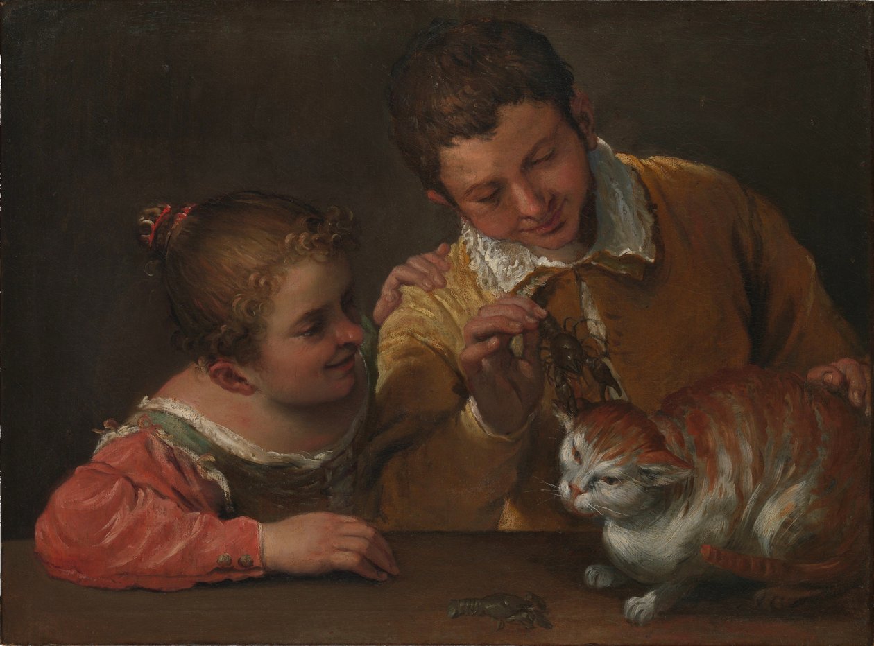 enKét gyerek ugrat egy macskát alkotó: Annibale Carracci