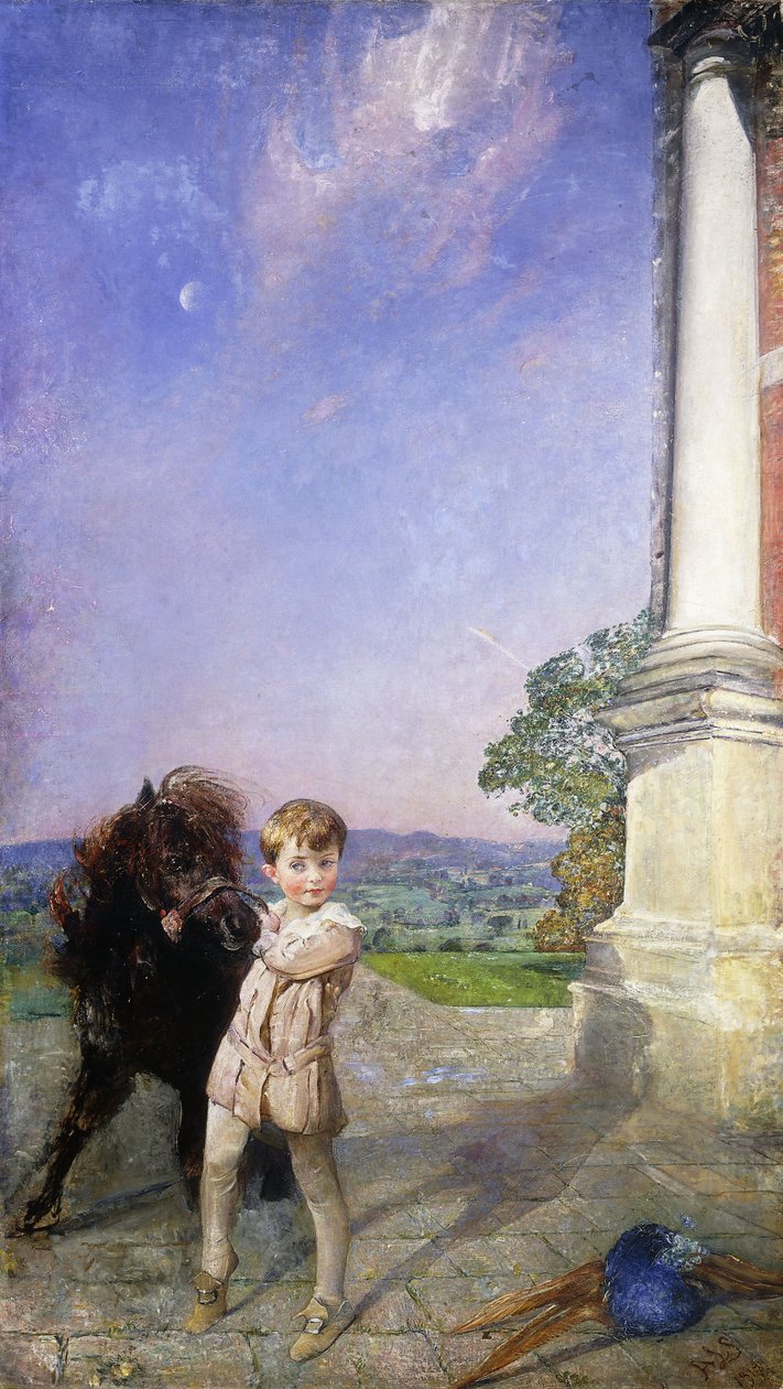 Egy kisfiú egy shetlandi pónival alkotó: Annie Louisa Swynnerton