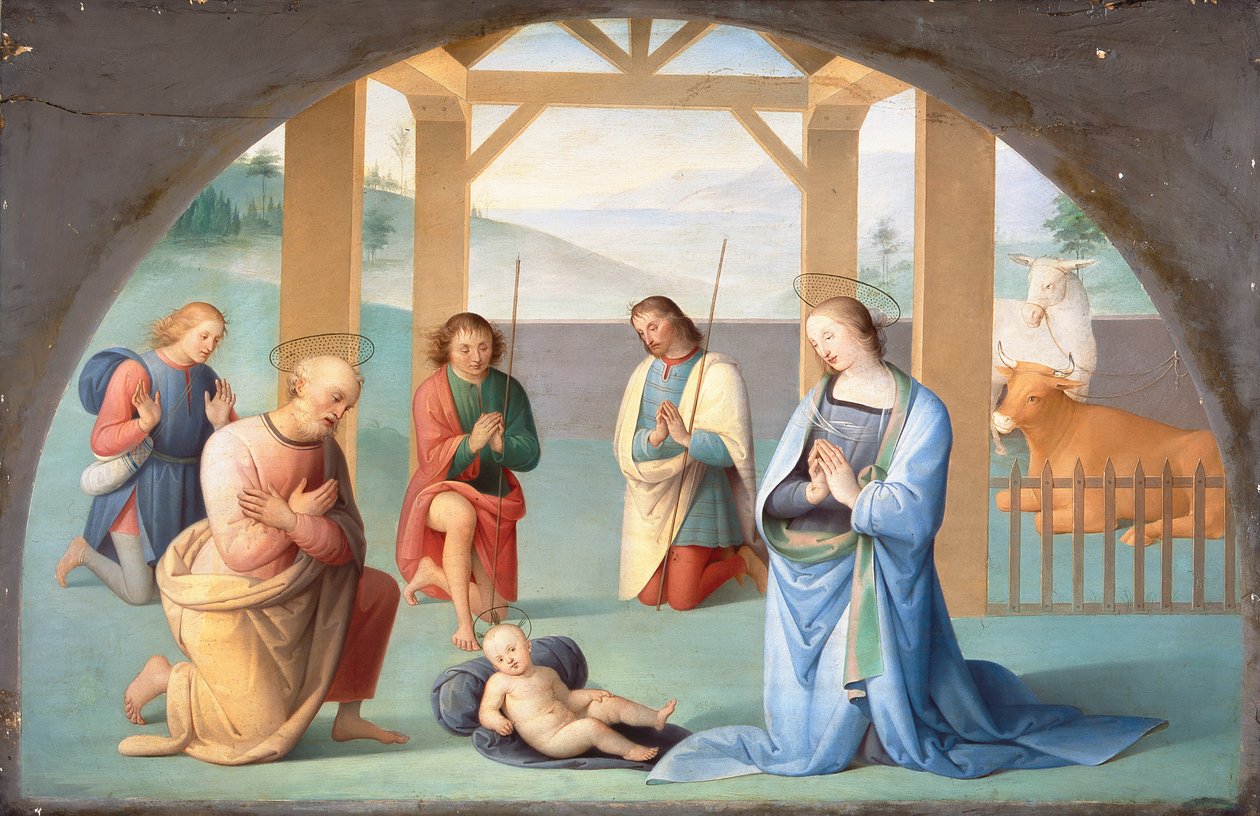 A gyermek Krisztus imádása (Perugino után), 1844-1933 körül (olaj, vászon) alkotó: Annie Louisa Swynnerton