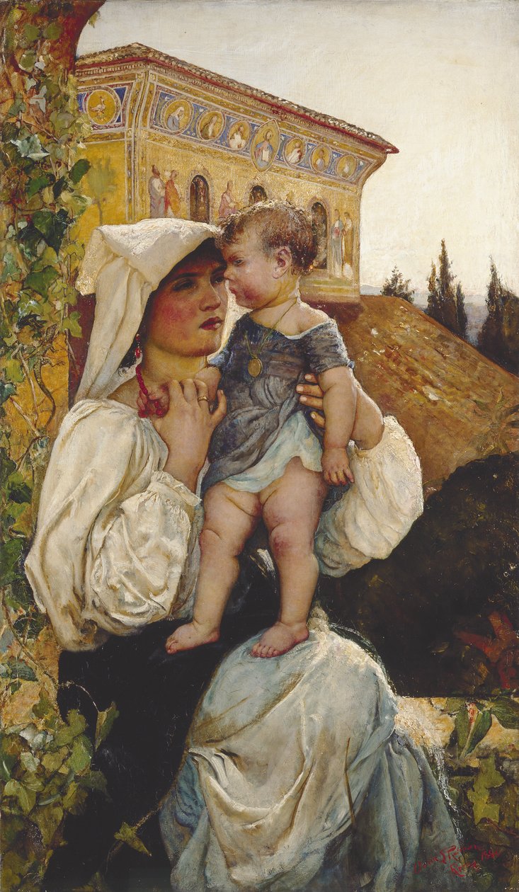 Egy olasz anya és gyermeke alkotó: Annie Louisa Swynnerton