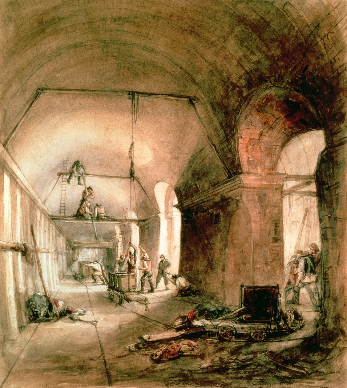 A Temze alagút építése, (Rotherhithe Tunnel), 1830 körül alkotó: Unbekannt Unbekannt